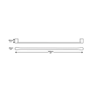 Manhattan 24inch Single Towel Rail - Specifications Drawing